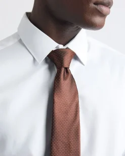 Rust Regular Tie with Micro Dots