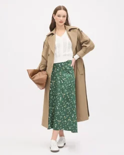 Satin High-Rise Flare Maxi Skirt