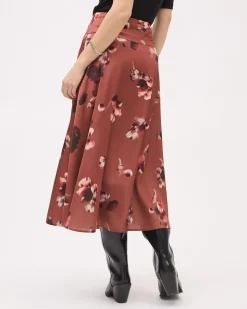 Satin High-Rise Flare Maxi Skirt