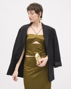 Satin Sleeveless Cocktail Blouse with Sweetheart Neckline