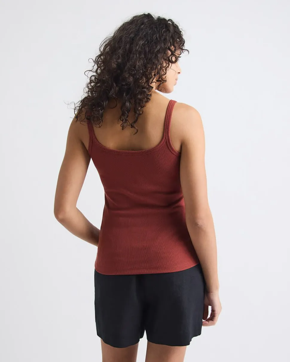 Scoop-Neck Ribbed Cami with Spaghetti Straps