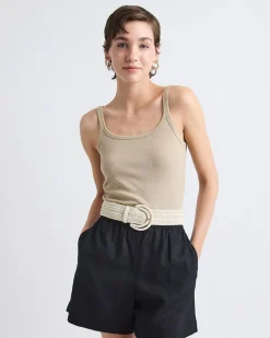 Scoop-Neck Ribbed Cami with Spaghetti Straps