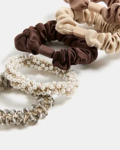 Scrunchies with Pearls and Stones - Set of 5