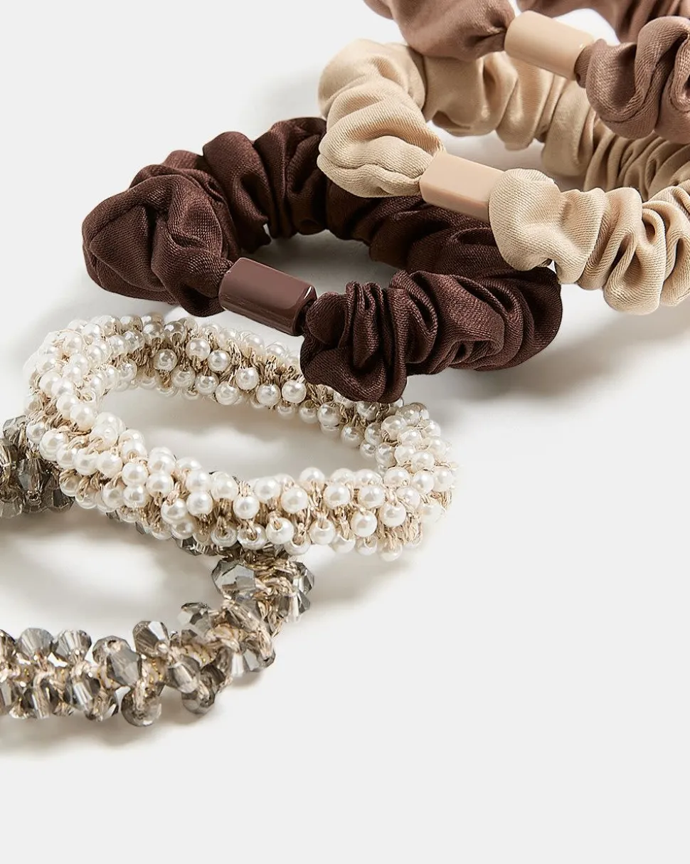 Scrunchies with Pearls and Stones - Set of 5