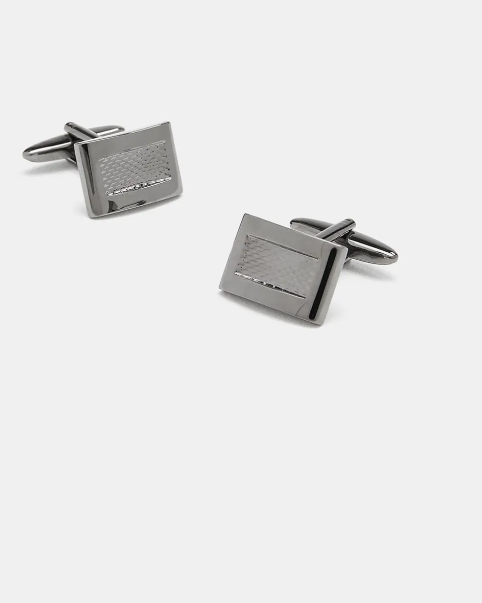 Shiny Gunmetal Cuff Links