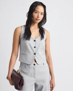 Short Grey-Linen Vest