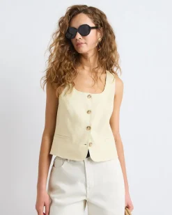Short Linen-Blend Vest
