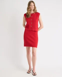 Short Sweater Vest with Pointelle Stitches
