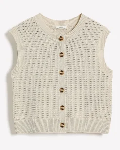Short Sweater Vest with Pointelle Stitches