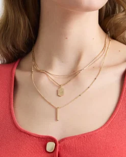 Short Triple-Chain Golden Necklace