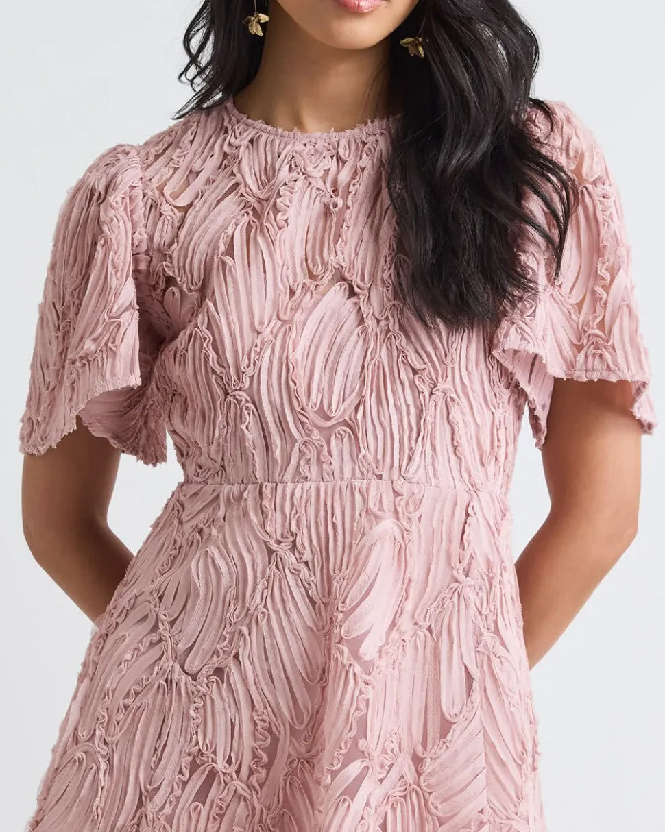 Short-Flutter-Sleeve Fit and Flare Novelty Dress