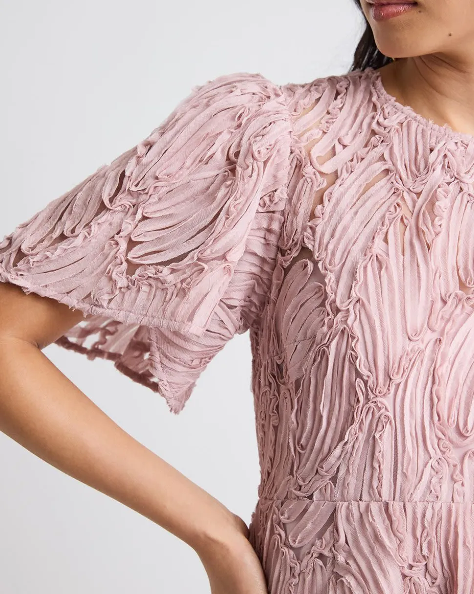 Short-Flutter-Sleeve Fit and Flare Novelty Dress