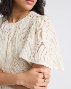 Short-Flutter-Sleeve Fit and Flare Novelty Dress