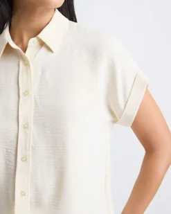 Short-Sleeve Buttoned-Down Blouse