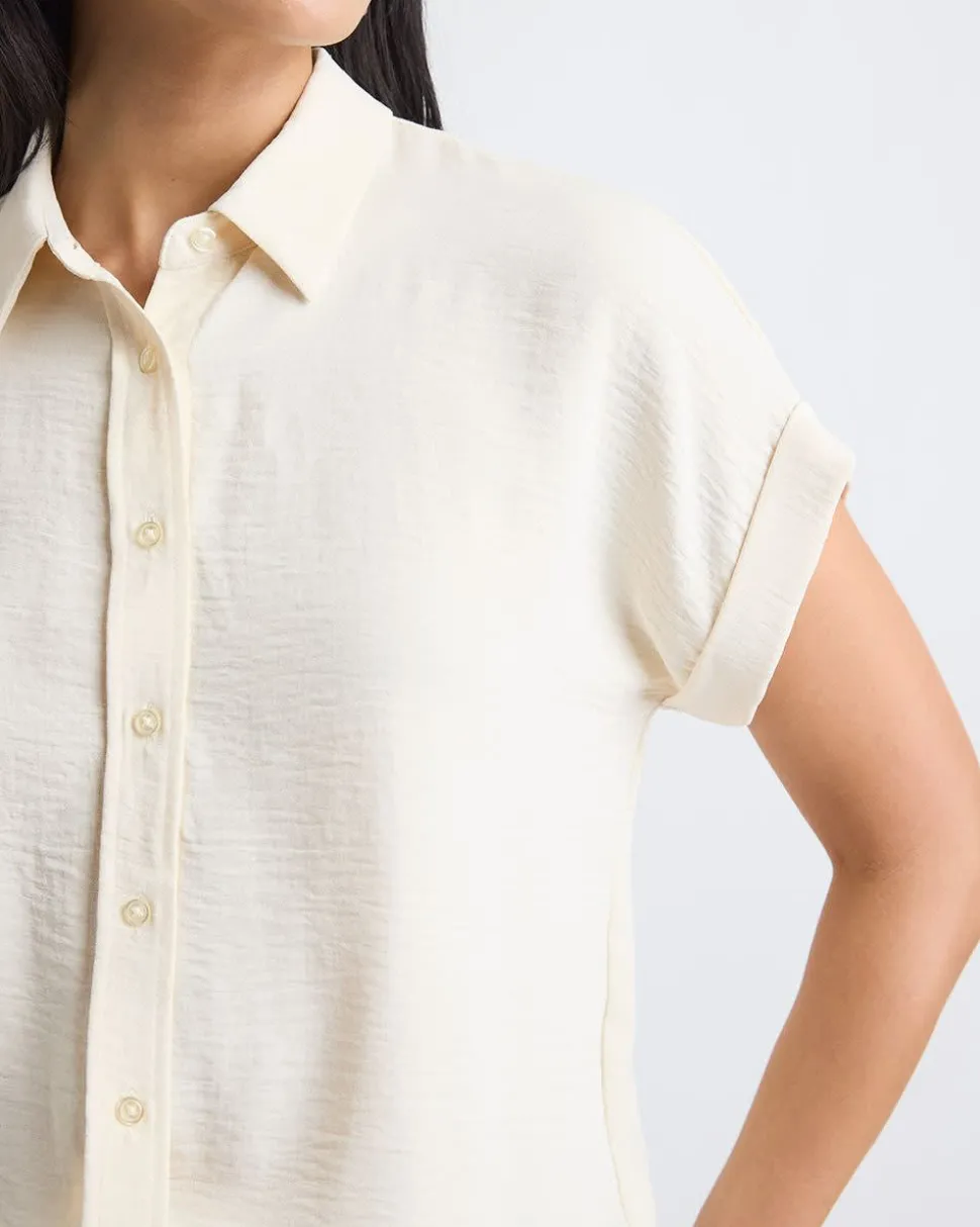 Short-Sleeve Buttoned-Down Blouse