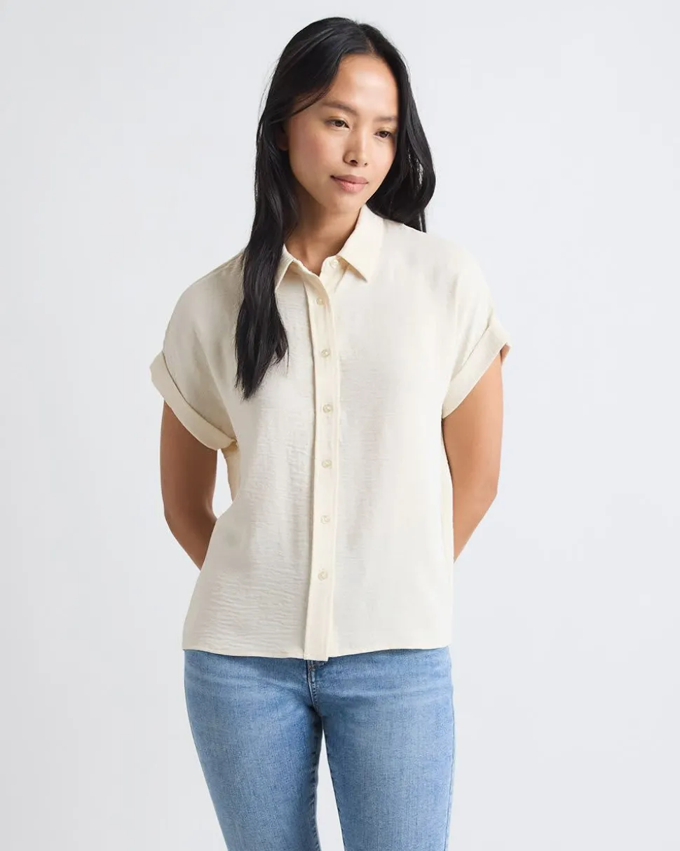 Short-Sleeve Buttoned-Down Blouse