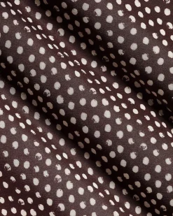 Short-Sleeve Buttoned-Down Dotted Satin Blouse