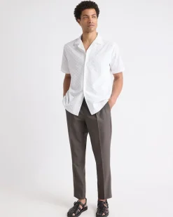 Short-Sleeve Camp-Collar Shirt with Embroidered Details