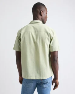 Short-Sleeve Camp-Collar Shirt with Beaded Pattern