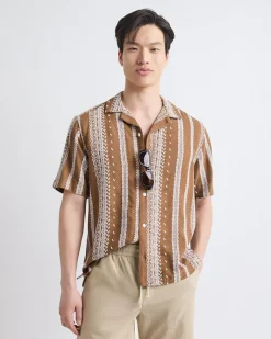 Short-Sleeve Camp-Collar Shirt with Embroidered Details