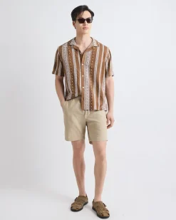 Short-Sleeve Camp-Collar Shirt with Embroidered Details