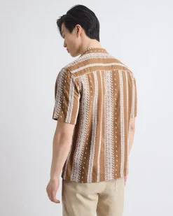 Short-Sleeve Camp-Collar Shirt with Embroidered Details