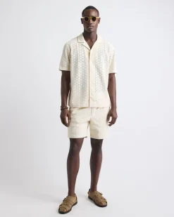 Short-Sleeve Camp-Collar Shirt with Embroidered Details