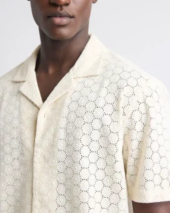 Short-Sleeve Camp-Collar Shirt with Embroidered Details