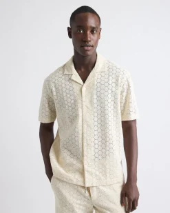 Short-Sleeve Camp-Collar Shirt with Embroidered Details