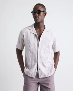 Short-Sleeve Camp-Collar Shirt with Embroidered Details