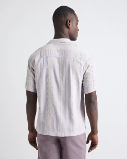 Short-Sleeve Camp-Collar Shirt with Embroidered Details