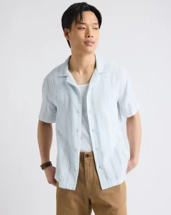 Short-Sleeve Camp-Collar Textured Shirt