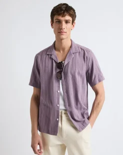Short-Sleeve Camp-Collar Textured Shirt