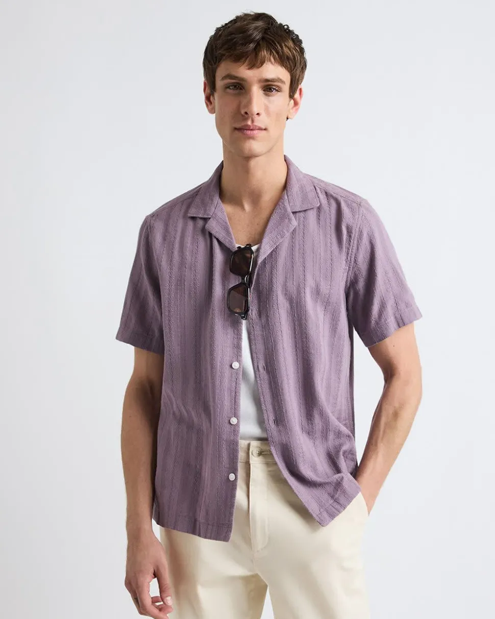 Short-Sleeve Camp-Collar Textured Shirt