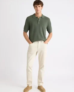 Short-Sleeve Cotton Polo with Fancy Stitches