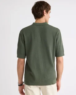 Short-Sleeve Cotton Polo with Fancy Stitches