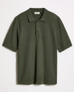 Short-Sleeve Cotton Polo with Fancy Stitches