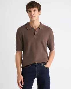 Short-Sleeve Cotton Polo with Fancy Stitches