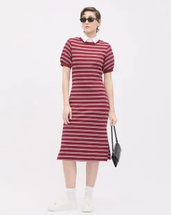Short-Sleeve Crew-Neck Midi Dress