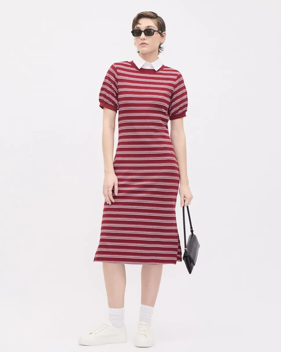 Short-Sleeve Crew-Neck Midi Dress