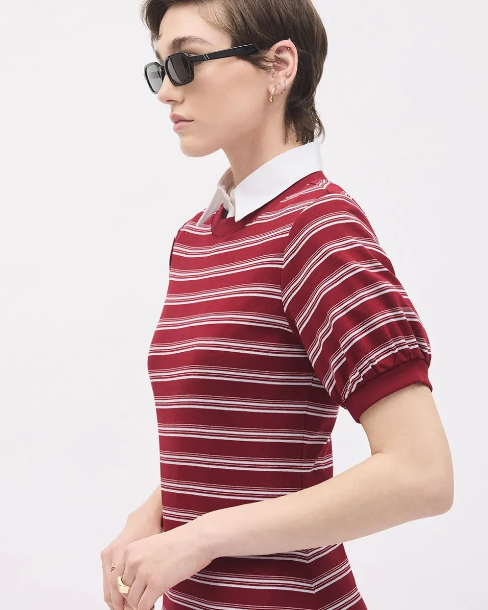 Short-Sleeve Crew-Neck Midi Dress