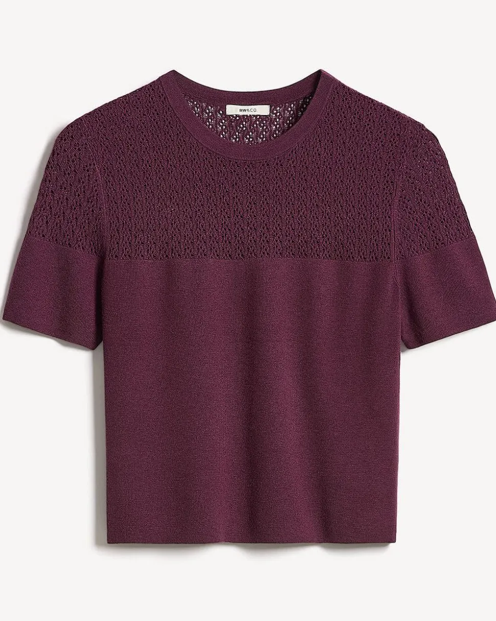 Short-Sleeve Crew-Neck Short Sweater