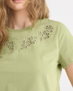 Short-Sleeve Crew-Neck Top with Embroideries