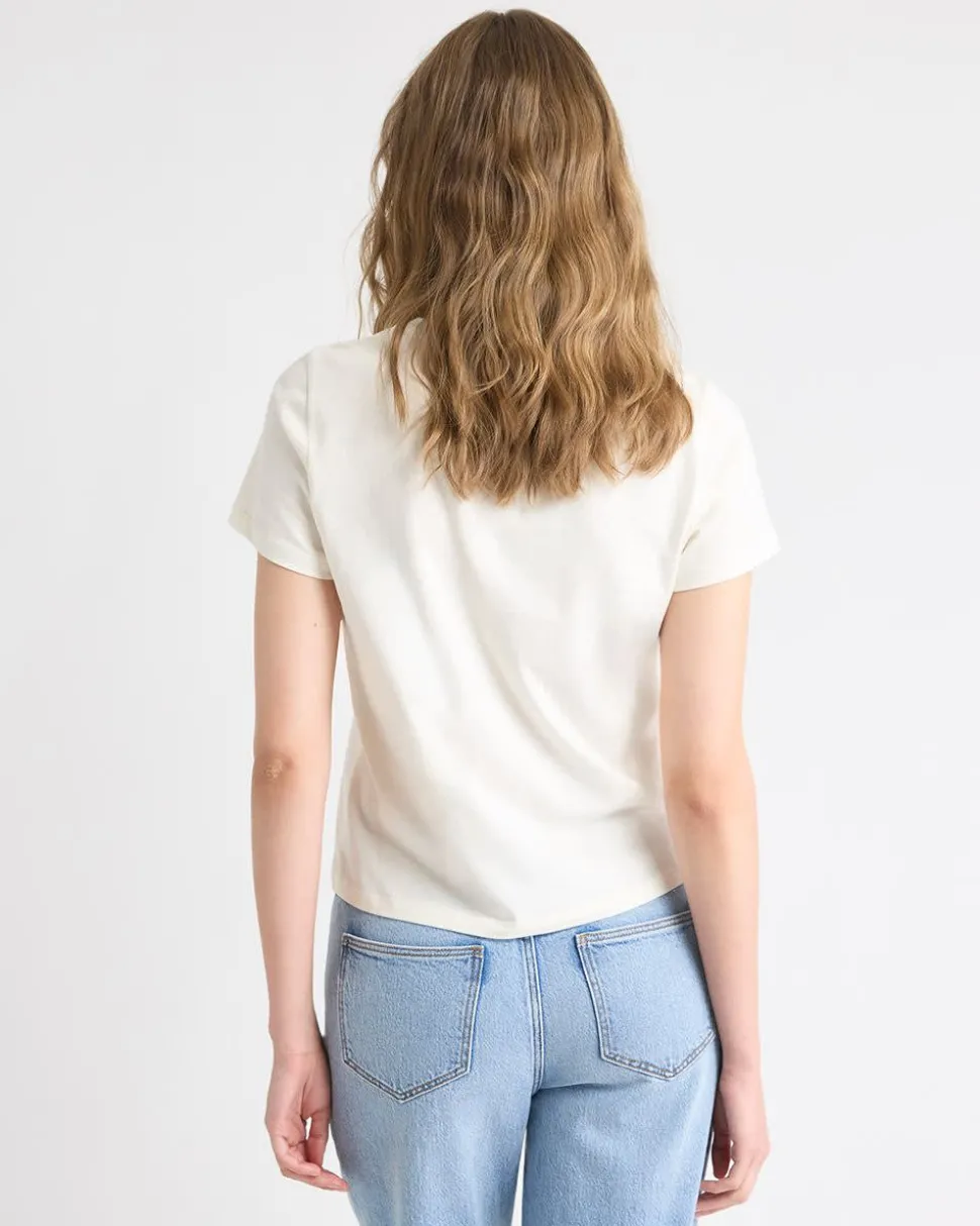 Short-Sleeve Crew-Neck Top with Embroideries