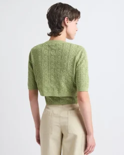 Short-Sleeve Crochet Cardigan