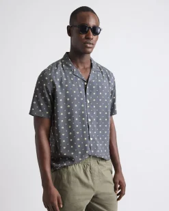 Short-Sleeve Floral Shirt with Camp Collar
