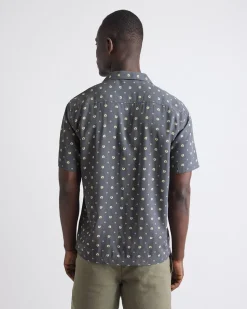 Short-Sleeve Floral Shirt with Camp Collar