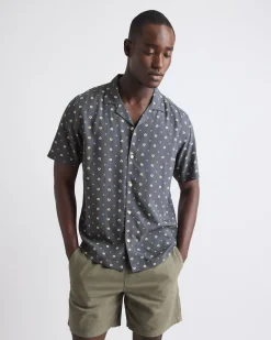 Short-Sleeve Floral Shirt with Camp Collar