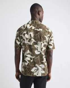 Short-Sleeve Floral Shirt with Camp Collar
