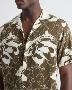 Short-Sleeve Floral Shirt with Camp Collar
